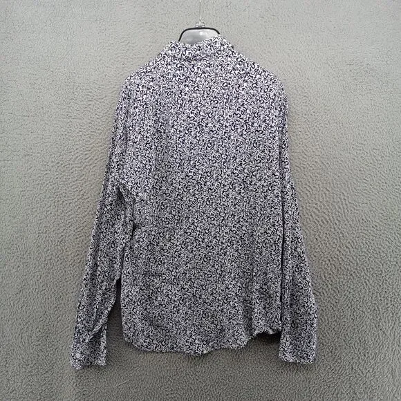 Hugo Boss Shirt Mens Small White Blue Floral Abstract Graphic Print‎ Viscose